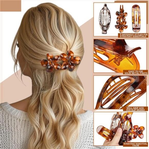 10 Pcs Flat Hair Clips for Women, - Picture 6 of 8